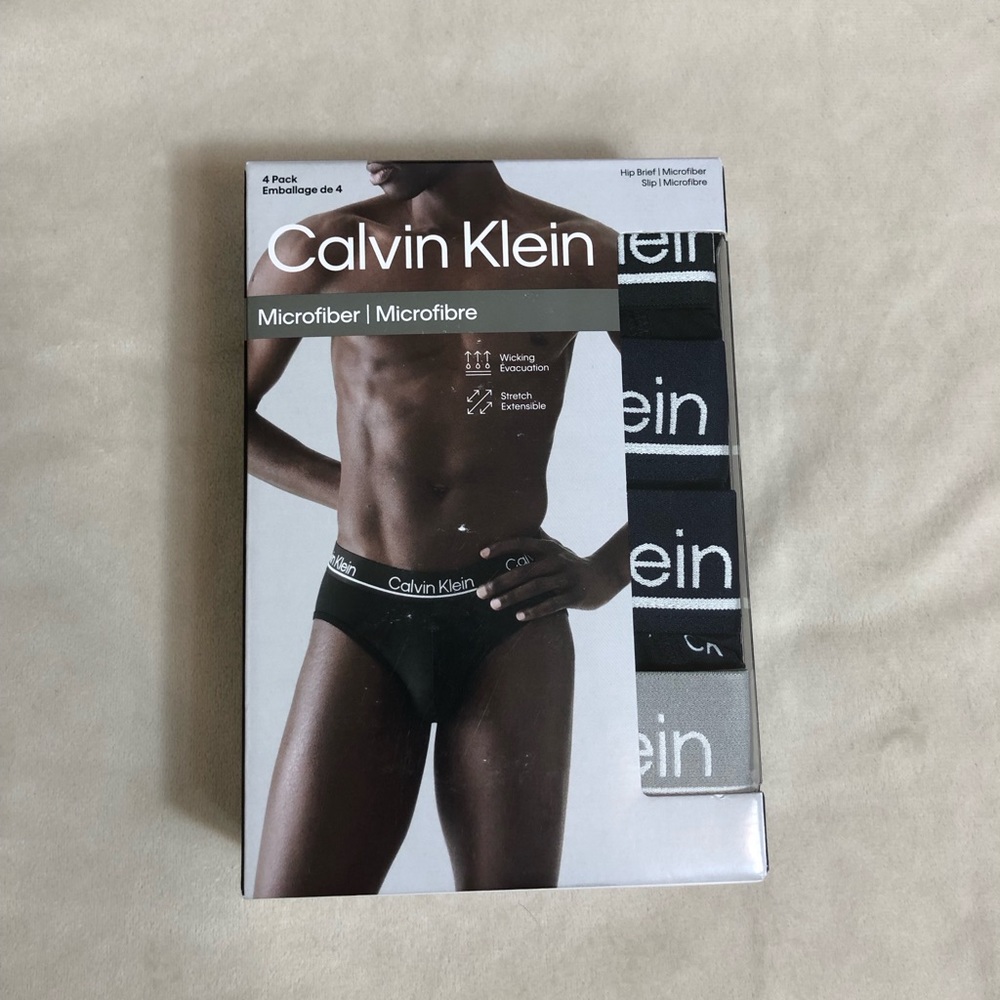 Calvin Klein 4 pack of microfiber hip briefs.